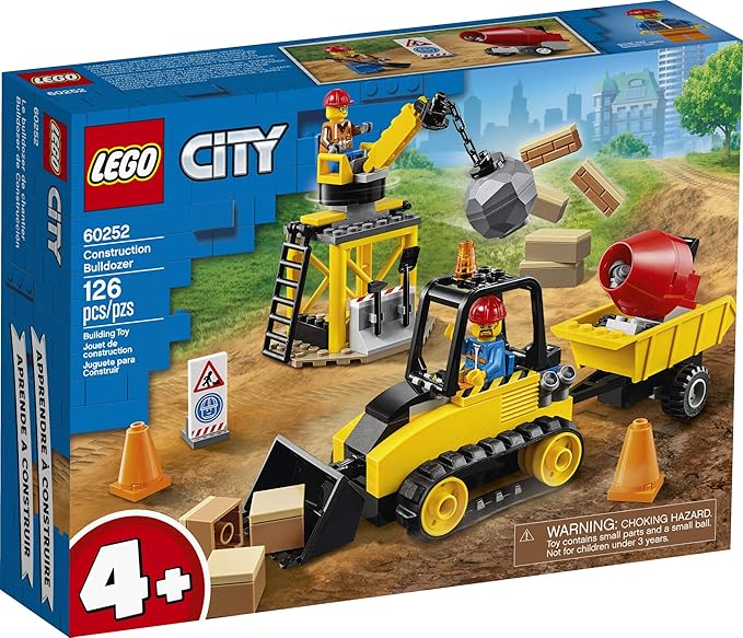 LEGO City Construction Bulldozer 60252 Toy Construction Set, Cool Building Set for Kids (126 Pieces)