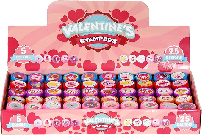 JOYIN 50 Pcs Valentines Day Arts and Crafts Stamper for Kids, Stamps for Valentine’s Day Classroom Exchanging Gifts, Novelty Party Favor, Classroom Holiday Reward Prizes