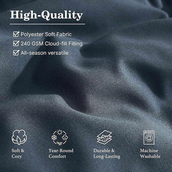 Monbix Full Size Comforter Set - 7 Pieces Blue Grey Bed in a Bag Full Size Bedding Sets with Comforters, All Seasons Comforter with Sheets, Pillowcases & Shams