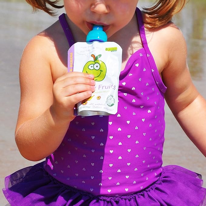 ChooMee SoftSip Food Pouch Tops | 4 Colors + Purple case | Prevent Spills and Protect Childs Mouth