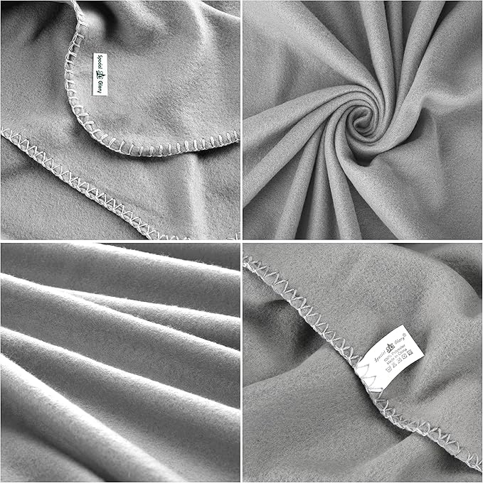 Special SG Glory Fleece Throw Blankets Bulk Fleece Blankets Solid Wholesale Lightweight Warm Soft for Pet Bed Sofa Couch Office Wedding Gifts Travel Seasons Grey and Pink 50x60 Inches Pack of 6