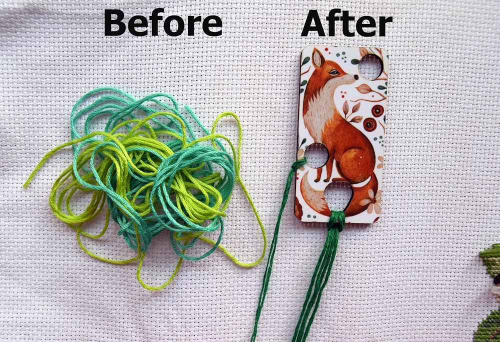 Floss drop for cross stitch fox wooden floss drops cross stitch thread drops organizer floss drop for cross stitch kit fox embroidery floss storage holders for threads cross stitch retreat gifts