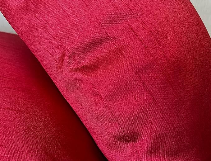 Aiking Home 20x20 Inches Faux Silk Square Throw Pillow Cover, Zipper Closure, Red (Set of 2)