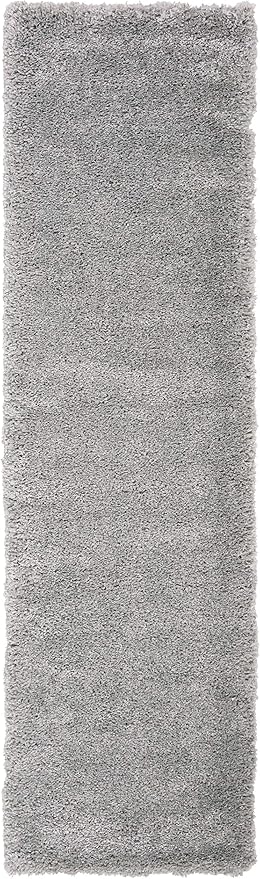 SAFAVIEH Royal Shag Collection Runner Rug - 2'2" x 8', Silver, Non-Shedding & Easy Care, 2-inch Thick Ideal for High Traffic Areas in Living Room, Bedroom (RYG115G)