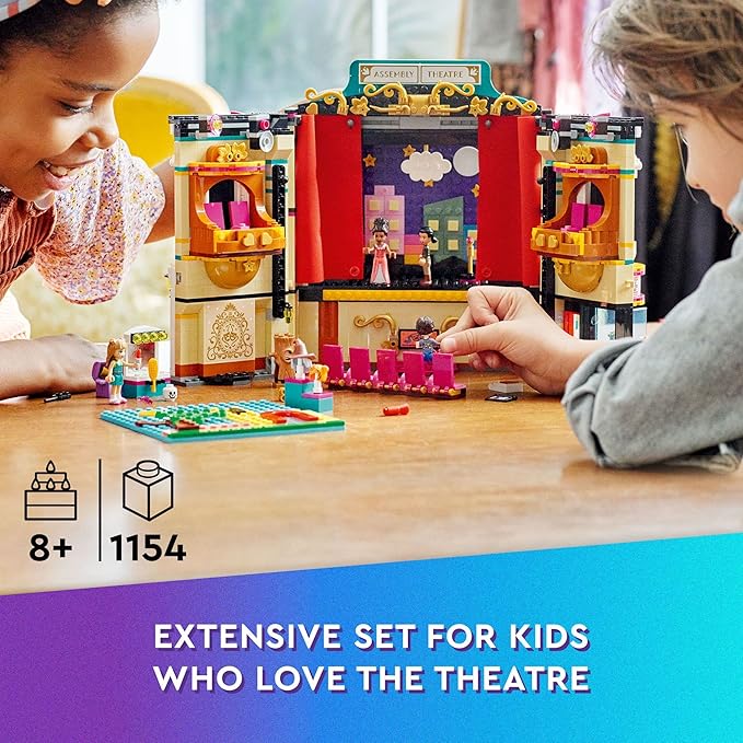 LEGO Friends Andrea's Theater School Playset, 41714 Creative Pretend Play Theater Toy, Gift Idea for Kids Girls Boys 8+ Years Old, Theater with Curtains, Lighting, Props and 4 Friends Toy Figures