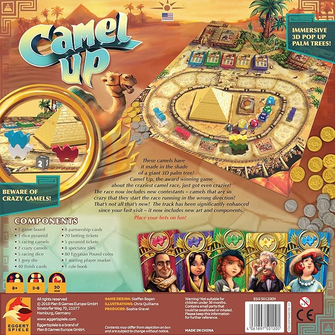 Camel Up (Second Edition) | Strategy , Dice Game | Family Board Game for Adults and Kids | Ages 8 and up | 3 to 8 Players | Average Playtime 30-45 Minutes | Made by Eggertspiele