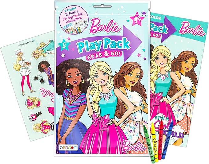 Girl Barbie Coloring Books Activity Bundle - 2 Pack Barbie Imagine Ink Coloring Book with Barbie Mini Coloring Book and Barbie Stickers (Barbie Party Supplies) , Barbie Gifts