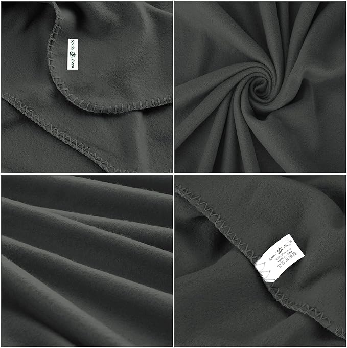 Special SG Glory Fleece Throw Blanket Set Bulk for Travel Kids Outdoor Wedding Pet (Black Grey, Pack of 6 50x60 Inches)