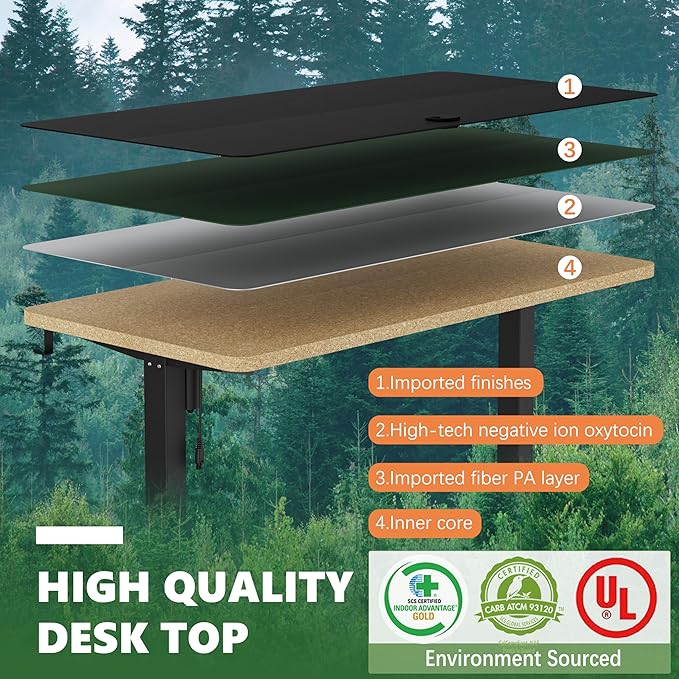 Monomi Electric Height Adjustable Standing Desk, 55x24 Inches, Ergonomic Home Office Sit/Stand Up Desk with Two-Piece Desktop (Black Steel Frame/Black Top)