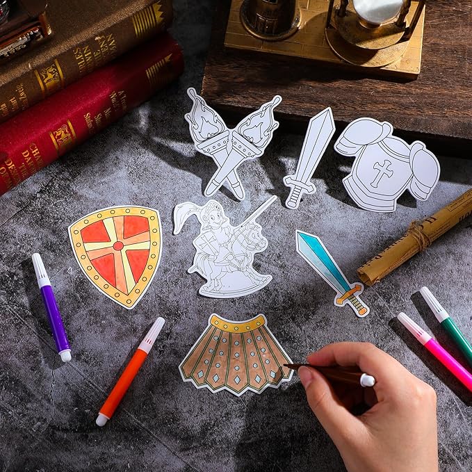 32 Sets Armor of God Magnets Crafts Color Your Own Armor of God Magnet for Kids DIY Religious Coloring Magnet Ornaments for VBS Sunday School Home Classroom Activities Art Party Favors