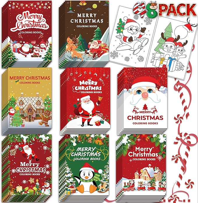48 Pack Christmas Coloring Books for Kids Girls Boys, Xmas Holiday Party Favors Gifts Bulk Coloring Books, Xmas Stockings Goodie Bags Stuffer Filler Fun Holiday Party Supplies