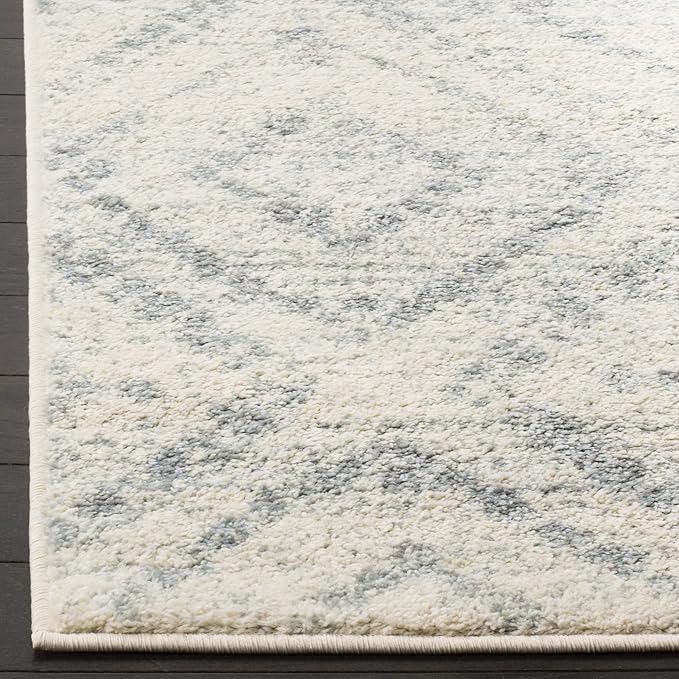 SAFAVIEH Adirondack Collection Runner Rug - 2'6" x 8', Ivory & Light Blue, Modern Diamond Distressed Design, Non-Shedding & Easy Care, Ideal for High Traffic Areas in Living Room, Bedroom (ADR131T)