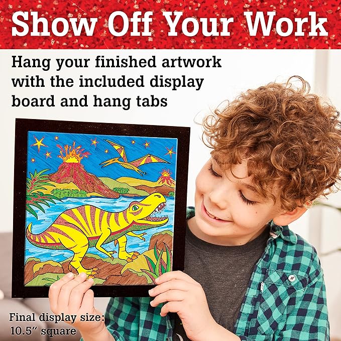 Faber-Castell Color by Number Foil Fun - T-Rex - Color and Display 1 Dinosaur Color by Number Board