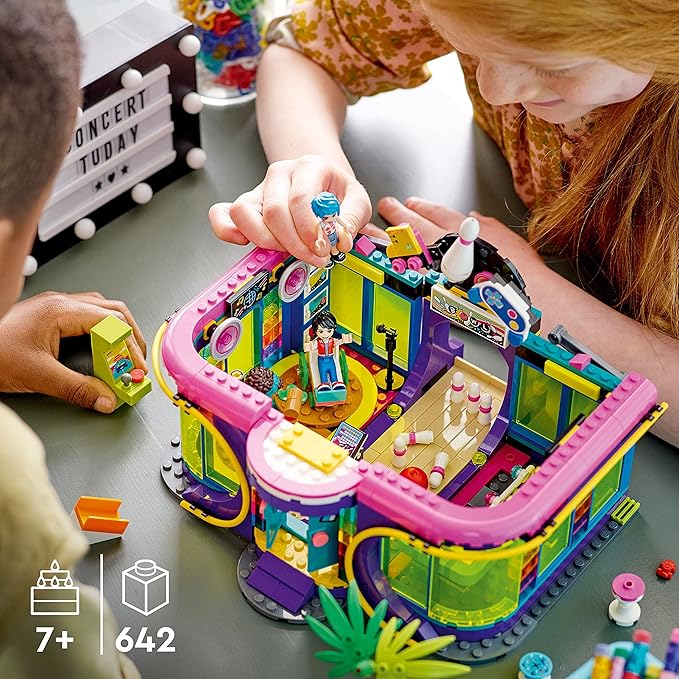 LEGO Friends Roller Disco Arcade Set 41708, Toy Bowling Game, Andrea Mini-Doll Included, Birthday Present Idea for Kids, Girls and Boys 7+, Fun Playset for Creative Play