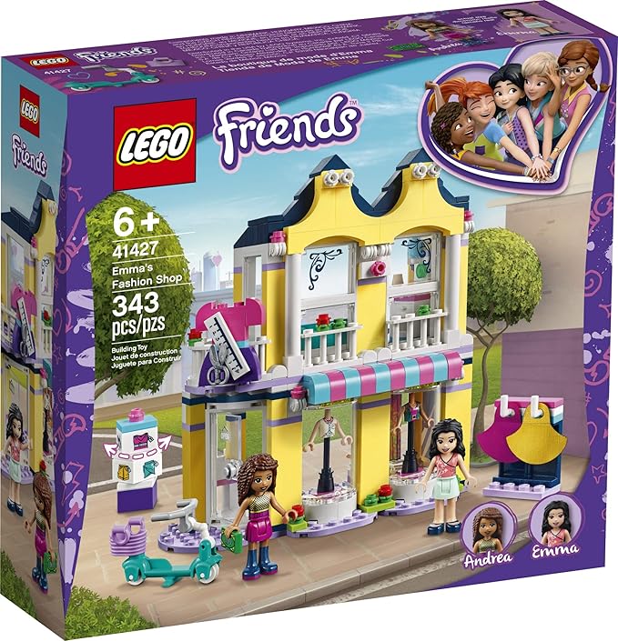 LEGO Friends Emma’s Fashion Shop 41427, Includes Friends Emma and Andrea Buildable Mini-Doll Figures and a Range of Fashion Accessories to Inspire Hours of Creative Fun (343 Pieces)