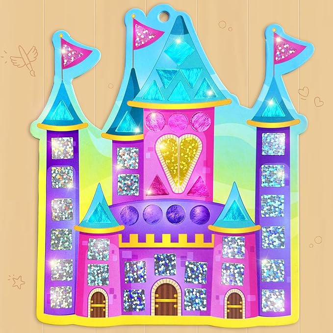 Imagimake Mirror Mosaic Princess & Unicorn Kids Art Set | DIY Craft Kit | Foil Stickers for Kids | Birthday Gift for Girls and Boys Ages 3,4,5,6,7,8 | 3 Year Old Girl Gifts