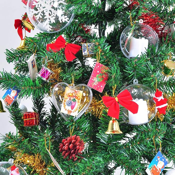 Clear Plastic Ornaments, Pack of 10 Individual 80mm Clear Plastic Heart Christmas Ornaments,Fillable Balls for Christmas Tree Decor, Wedding Party, DIY Crafts by S SEEKINGTAG