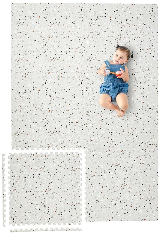Yay Mats Stylish Extra Large Baby Play Mat. Soft, Thick, Non-Toxic Foam Covers 6 ft x 4 ft. Expandable Tiles with Edges Infants and Kids Playmat Tummy Time Mat