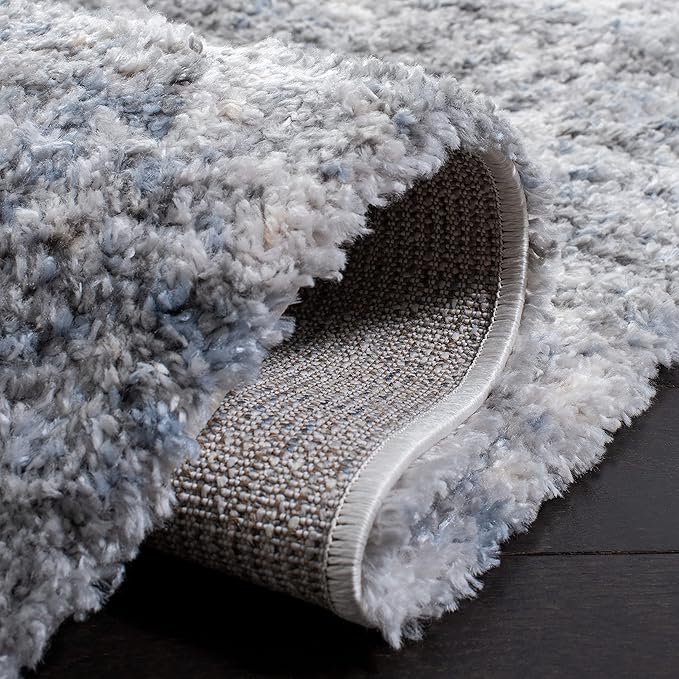SAFAVIEH Berber Shag Collection Runner Rug - 2' x 16', Ivory & Beige, Modern Abstract Design, Non-Shedding & Easy Care, 1.2-inch Thick Ideal for High Traffic Areas in Living Room, Bedroom (BER274A)