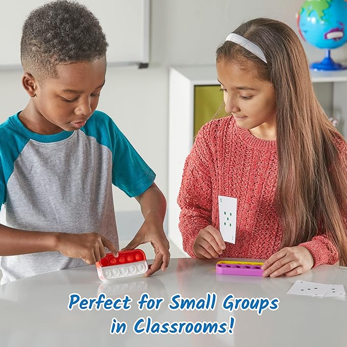 hand2mind Ten Frame Sensory Bubble Poppers, Pop Fidget Toys for Kids, Math Manipulatives Kindergarten, Counting Toys, Fine Motor Toys, Fidgets for Classroom, Calm Down Corner Supplies (Set of 6)