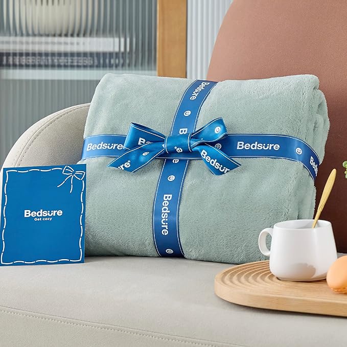 Bedsure GentleSoft Sage Green Fleece Blankets Queen Size - 280GSM Soft Lightweight Plush Cozy Blanket for Bed, Sofa, Couch, Travel, Camping