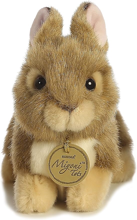 Aurora® Adorable Miyoni® Tots Baby Bunny Stuffed Animal - Lifelike Detail - Cherished Companionship - Brown 7 Inches