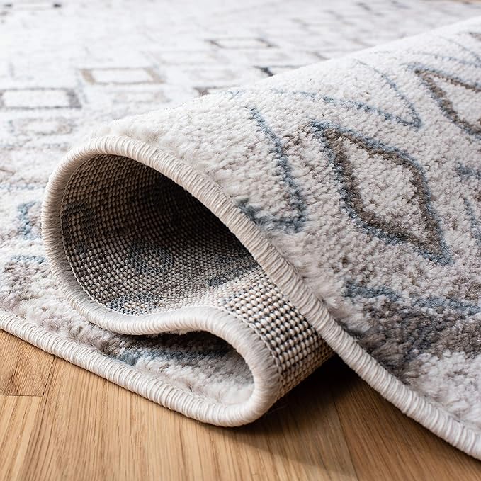 SAFAVIEH Amsterdam Collection Runner Rug - 2'3" x 14', Ivory & Grey, Moroccan Boho Design, Non-Shedding & Easy Care, Ideal for High Traffic Areas in Living Room, Bedroom (AMS108A)