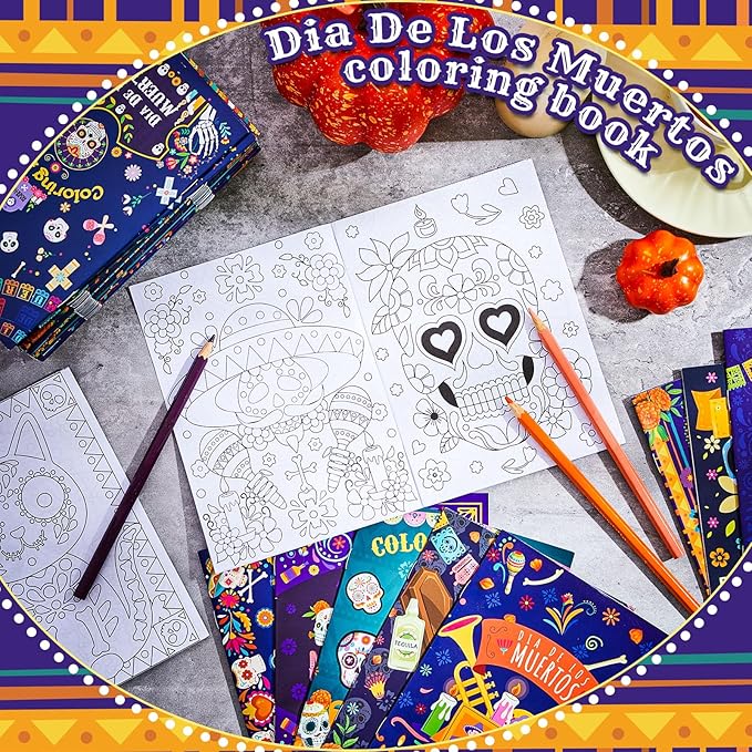 Coloring Book for Adult Coloring Book Bulk, DIY Art Coloring Book for Adult Drawing Book with Flower Words for Party Favors Goodie Bag Filler(72 Pcs,Day of the Dead)