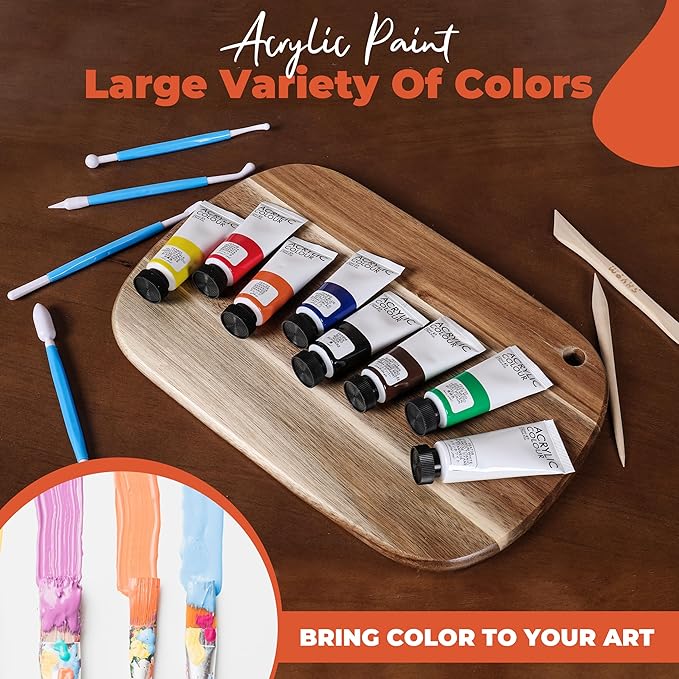 Air Dry Clay Pottery Kit for Adults & Kids - 30 Piece Kit - Acrylic Paint & Sculpting Tools Included - Carving Kit, Clay Sponge & More - A Complete Beginners Pottery Set - 2KGs of Clay Included