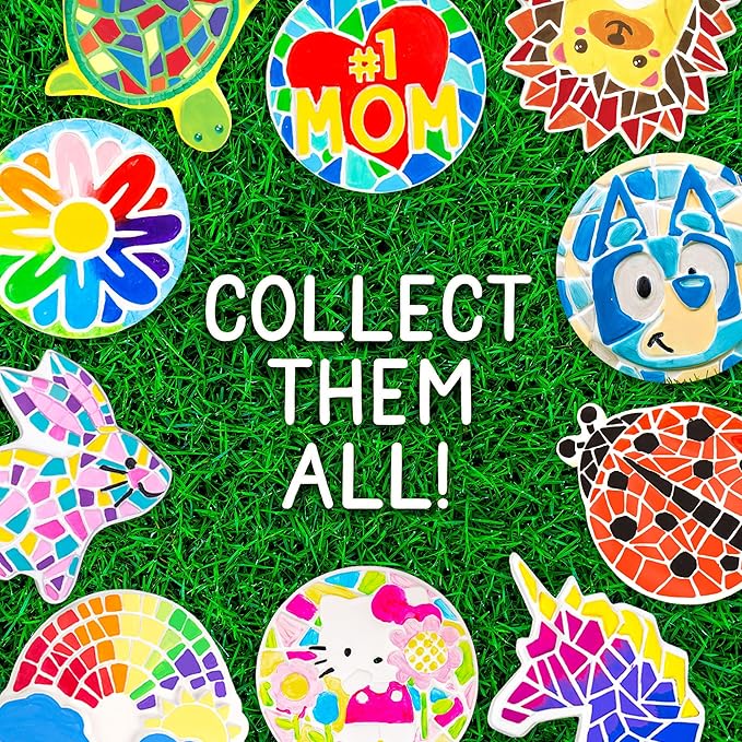 Bluey Paint Your Own Stepping Stone, Design 7 DIY Stone Art, Fun Kit for Kids, Less Mess Paintable Stones Art Set, Great Summer Activity Kids Ages 8, 9, 10, 11