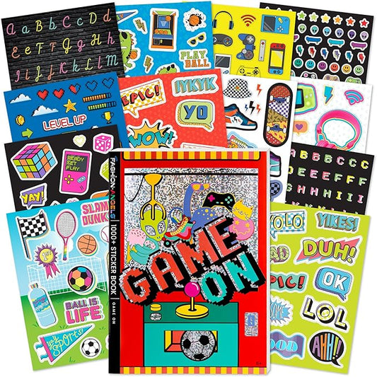 Fashion Angels 1,000+ Game On Sticker Book, Includes Fun & Colorful Craft Gaming Stickers, Ideal for Accessorizing Kids & Teens Notebooks, Journals & More