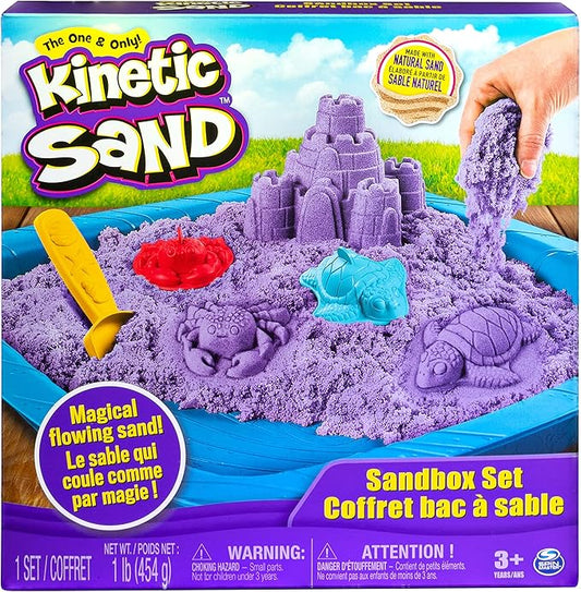 Kinetic Sand, Sandbox Playset with 1lb of Purple and 3 Molds, for Ages 3 and up