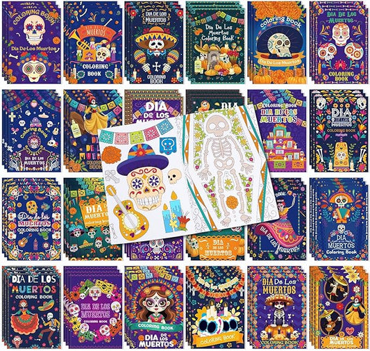 Coloring Book for Adult Coloring Book Bulk, DIY Art Coloring Book for Adult Drawing Book with Flower Words for Party Favors Goodie Bag Filler(72 Pcs,Day of the Dead)
