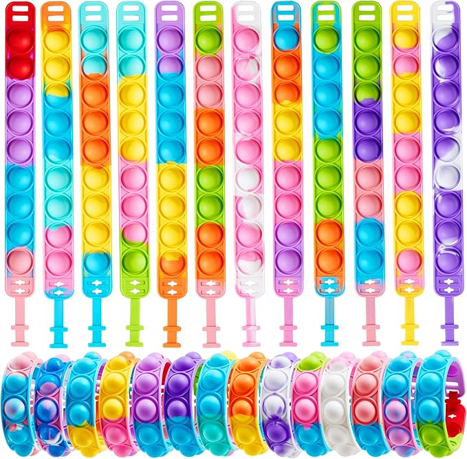 JOYIN Pop Fidget Toys pops Bulk 50 Pack Party Favors for Kids 4-8,8-12 Year, Fidget Bracelets Sensory Toys for Classroom Birthday Carnival Prizes Gifts Goodie Bags Stuffers for Kids