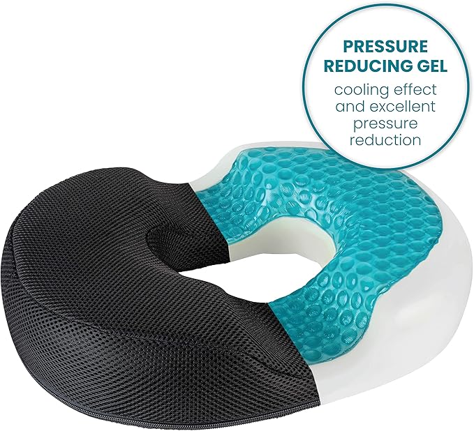 Gel Donut Pillow| Lifting Cushion | Donut Cushion for Tailbone Hemorrhoid Cushion Coccyx Sciatica Pregnancy Cushion, Black