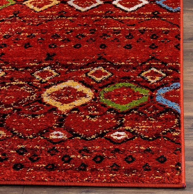 SAFAVIEH Amsterdam Collection Runner Rug - 2'3" x 18', Terracotta & Multi, Moroccan Boho Design, Non-Shedding & Easy Care, Ideal for High Traffic Areas in Living Room, Bedroom (AMS108D)