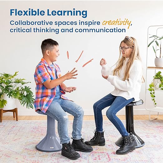 ECR4Kids ACE Active Core Engagement Wobble Stool, 18-Inch Seat Height, Flexible Seating, Grey