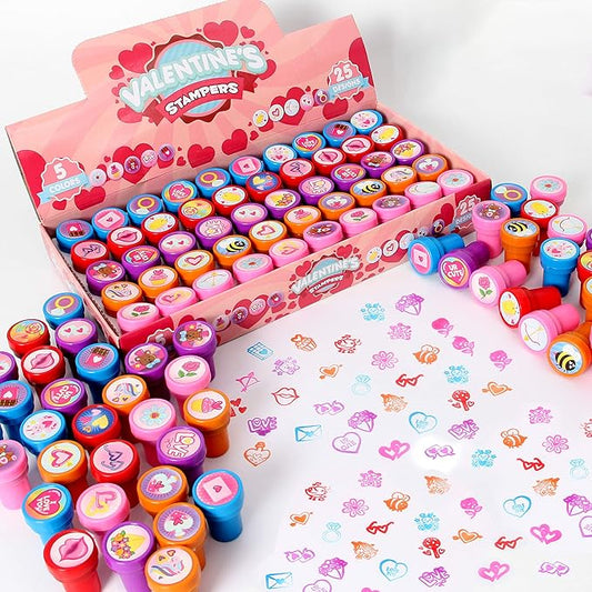 JOYIN 50 Pcs Valentines Day Arts and Crafts Stamper for Kids, Stamps for Valentine’s Day Classroom Exchanging Gifts, Novelty Party Favor, Classroom Holiday Reward Prizes