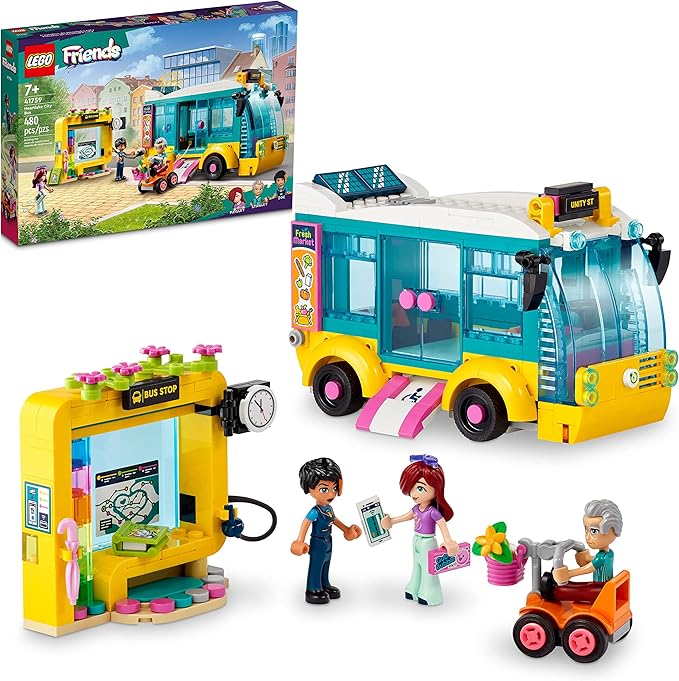 LEGO Friends Heartlake City Bus, Creative Building Toy for Girls & Boys Ages 7 and Up, with a Buildable Bus, Mobility Scooter and 3 Minidolls, Birthday Gift for Kids Who Love Pretend Play, 41759
