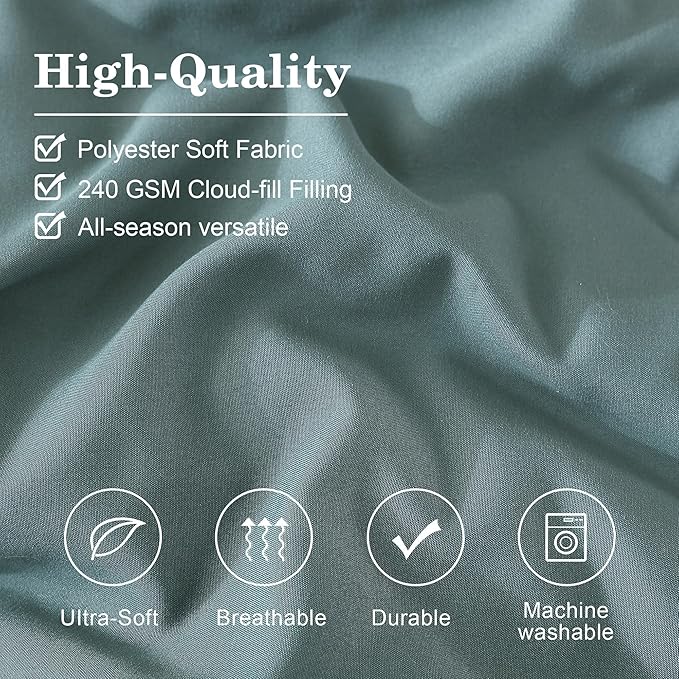 Monbix California King Size Comforter Set - 7 Pieces Bed in a Bag California King, Blue Green Bedding Sets, All Seasons Comforter Bed Set with Sheets, Pillowcases & Shams