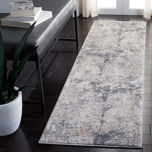 SAFAVIEH Aston Collection Runner Rug - 2' x 7', Light Grey & Grey, Modern Abstract Design, Non-Shedding & Easy Care, Ideal for High Traffic Areas in Living Room, Bedroom (ASN710F)