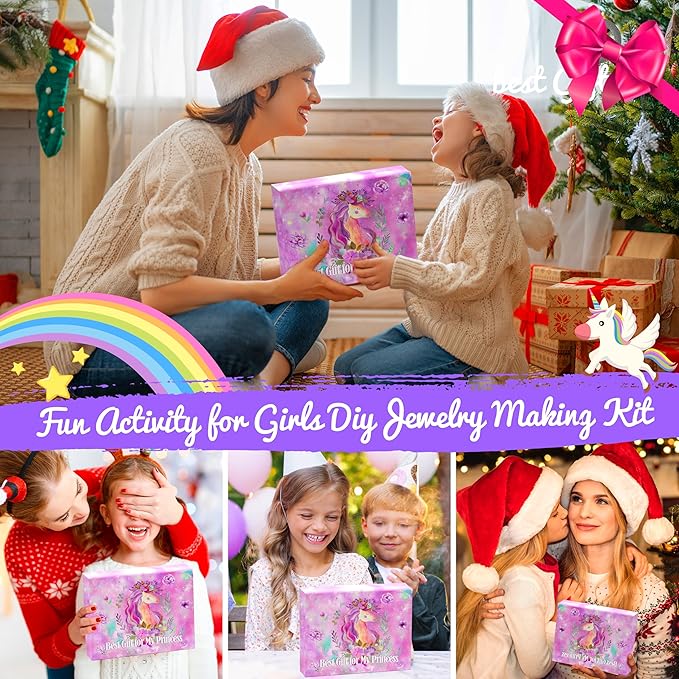 AMAZING TIME 130 Pcs Charm Bracelet Making Kit, Jewelry Toy for Girl Age 8-12 Beads Craft Set for 5 6 7 8 9 10 11 12 Year Old Teenage Birthday Gift