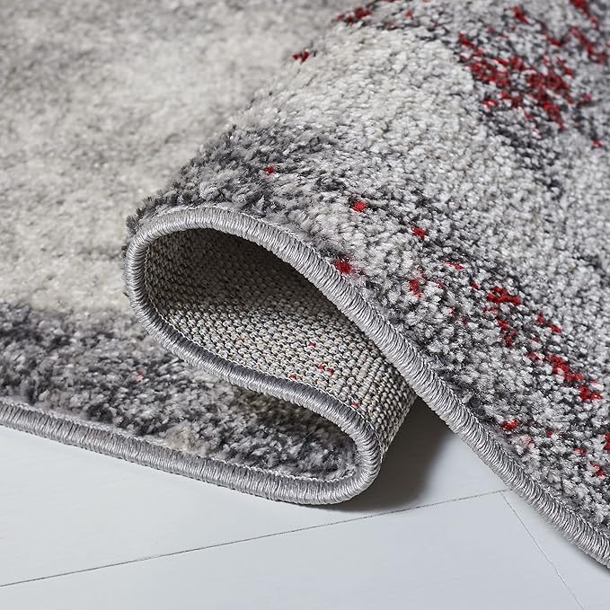 SAFAVIEH Adirondack Collection Accent Rug - 4' x 6', Red & Grey, Modern Abstract Design, Non-Shedding & Easy Care, Ideal for High Traffic Areas in Entryway, Living Room, Bedroom (ADR134Q)