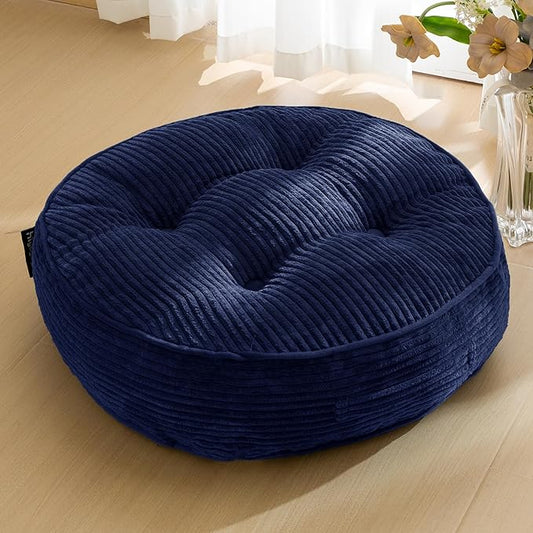 6" Washable Floor Pillow Cushion for Adults, Meditation Cushion Pillow, Large Round Floor Sitting, Removable Tufted Corduroy Cover, for Tatami Living Room or Yoga, 22x22 Inch, Machine Washable