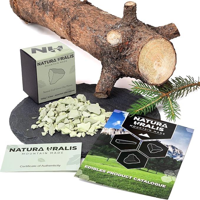 Ural Green Clay | 3.5oz of Natural Green Clay, Pastel to Verdant Green - Amazing Crunch, Satisfying Earthy, Velvety and Firm Texture, ASMR Sensation