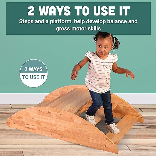 Constructive Playthings Wooden Rocking Boat for Children, Use as Playground Equipment, Daycare Furniture or for Home Use, Indoor and Outdoor Toddler Toys, Climbing Toy, Sits 4 Kids, 2 Years & Up