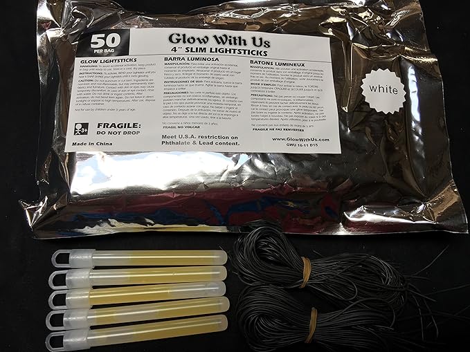 Glow Sticks Bulk Wholesale, 500 4” White Glow Stick Light Sticks, Bright Color, Kids Love Them! Glow 8-12 Hrs, 2-Year Shelf Life, Sturdy Packaging, GlowWithUs Brand