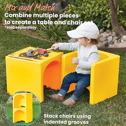 ECR4Kids Tri-Me 3-In-1 Cube Chair, Kids Furniture, Yellow