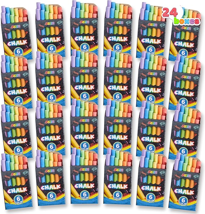 JOYIN 288 Counts Mini Chalk Set for Kids, Non-Toxic Chalks for Boys Girls 3+, School Supplies for Teachers, Goody Bag Fillers, Classroom Prizes Gifts (24 Boxes)
