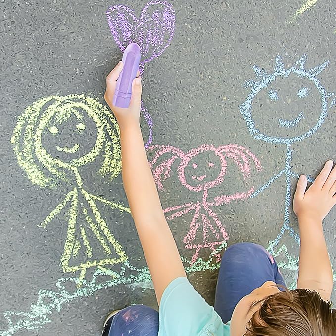 JOYIN 48 PCS Cone Shaped Washable Sidewalk Chalks Set, Non-Toxic Jumbo Chalk Set for Art Play, Sidewalk Colored Outside Washable Set for Summer Outdoor Games and Chalkboard Drawing